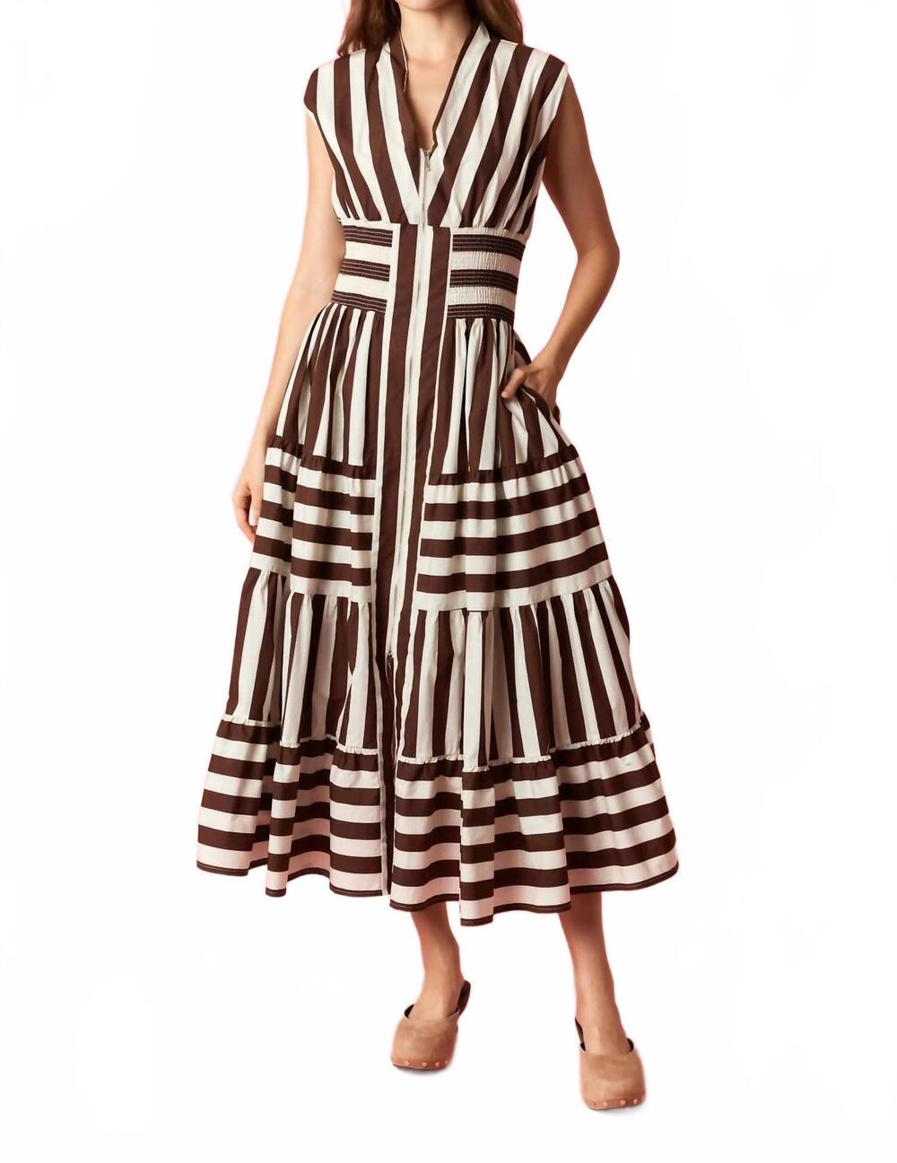 NEW PEACH LOVE espresso clay midi dress in brown